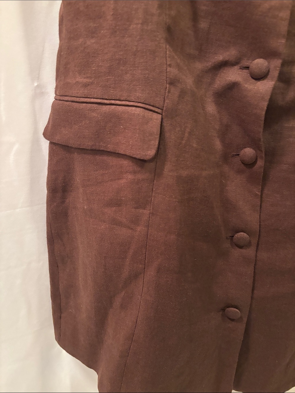 Faithfull Brown Linen Blend Dress with Buttons - size 10 - Picture 11 of 15